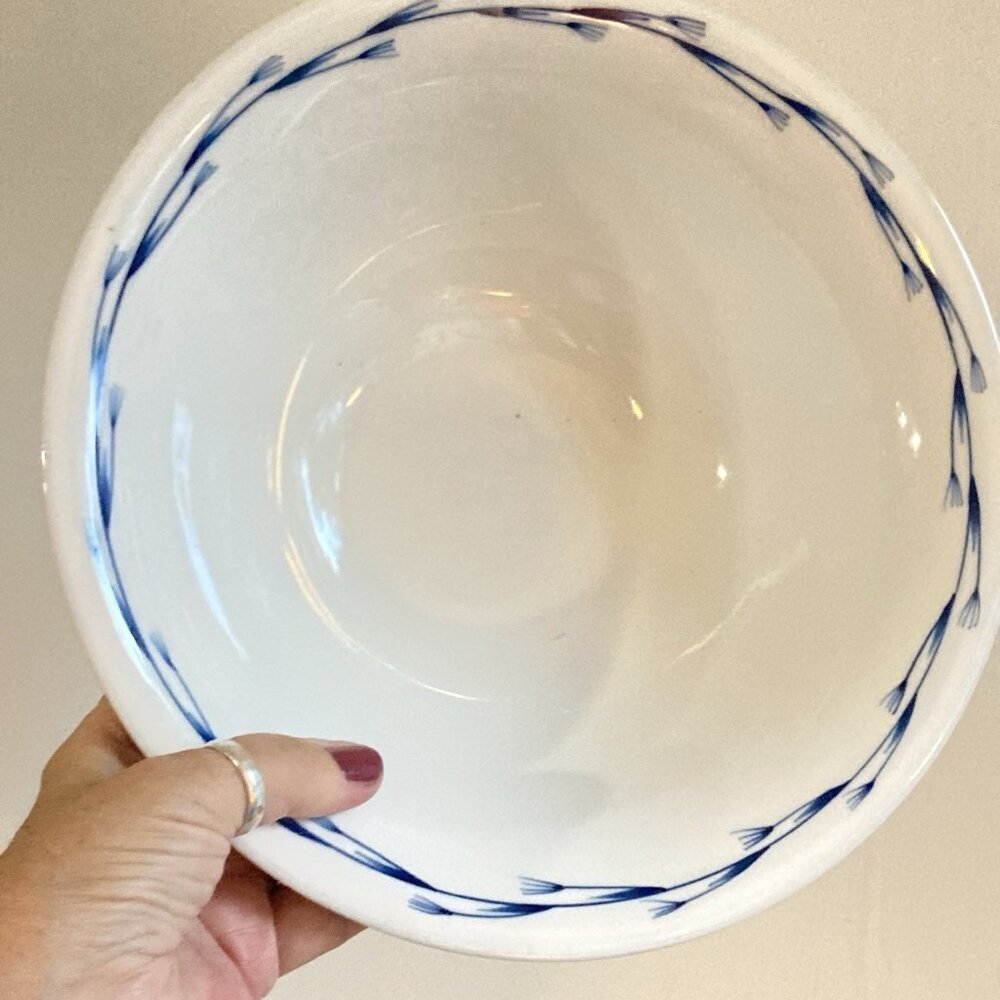 Kari Trestakk Norway Serving Bowl Hand Painted Porcelain Abstract Forks Design